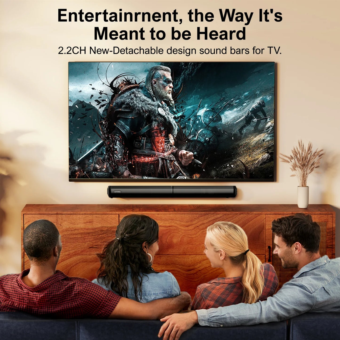 ULTIMEA 2.2ch Sound Bar for Smart TV,  2-in-1 Detachable Sound Bar for TV, App, Bluetooth 5.3 TV Soundbar, 2025 Upgraded