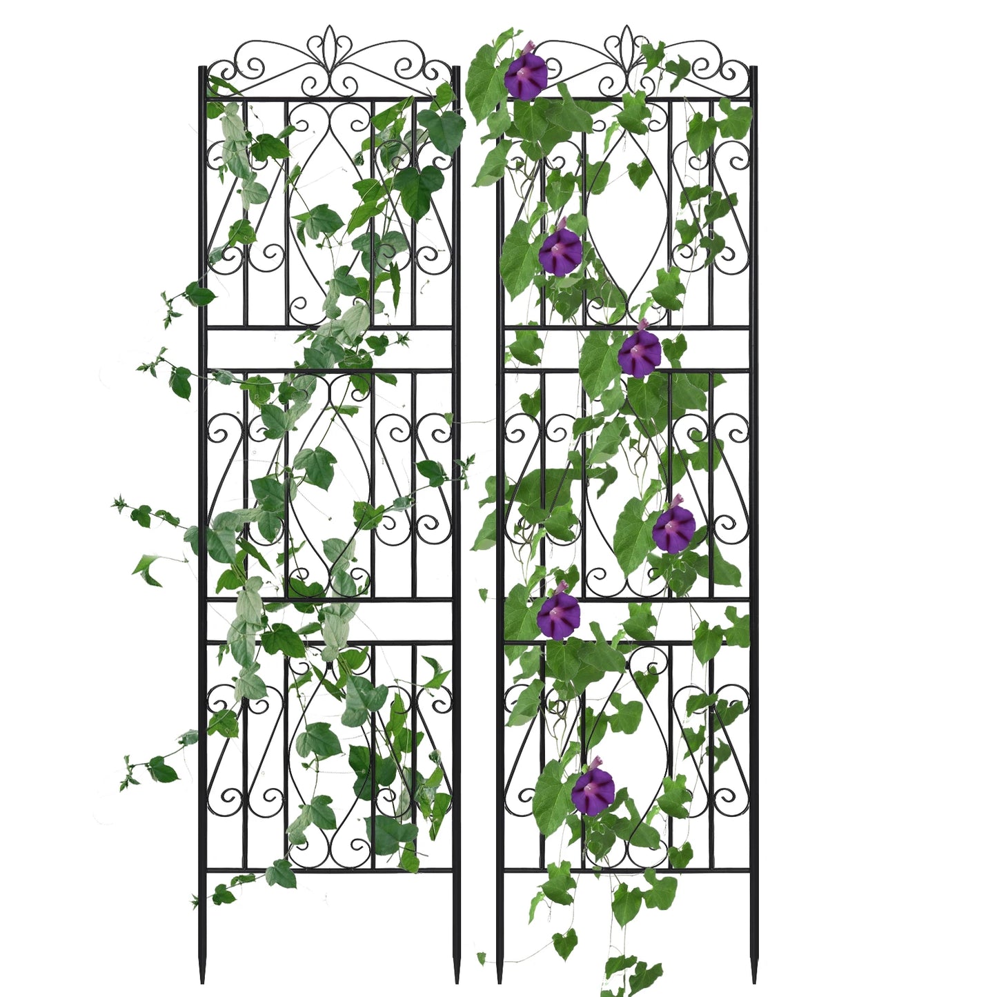 2pcs Tall Rustproof Metal Garden Trellis for Climbing Plants Plant Support Fence Decorative Garden Accessories