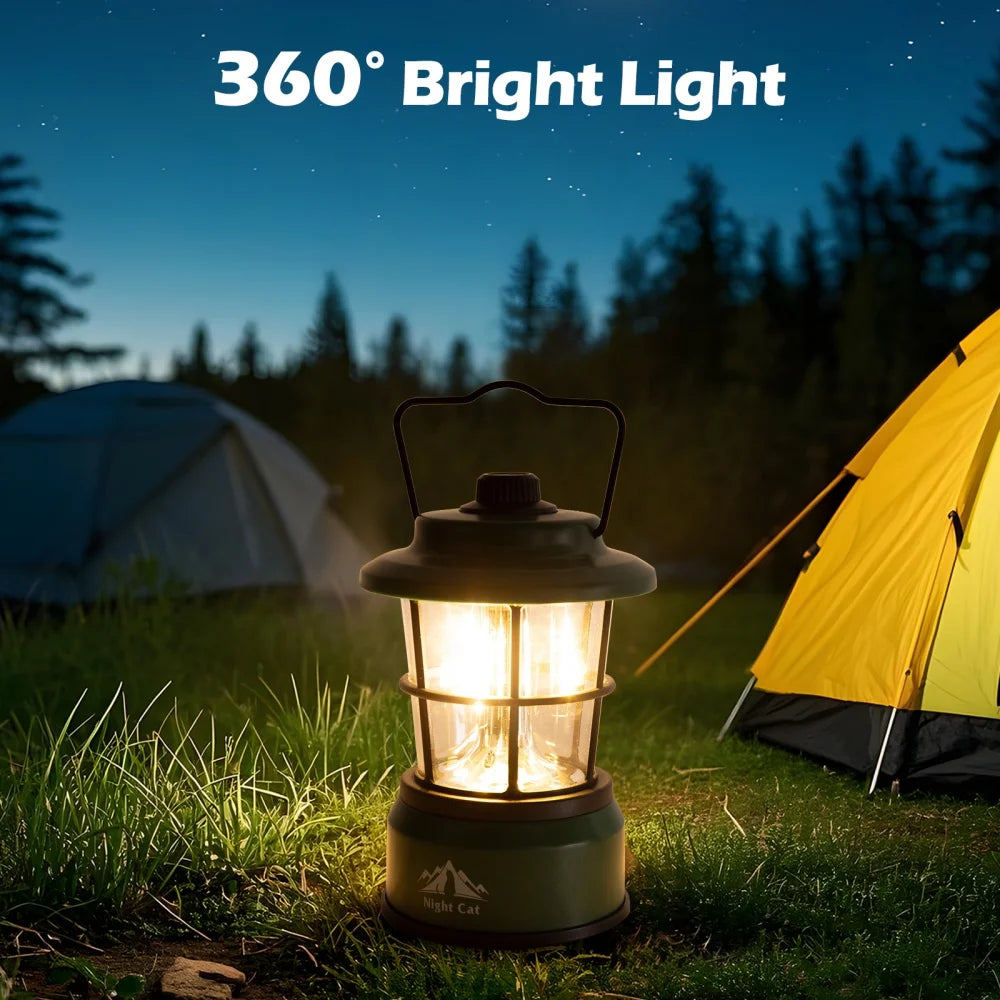 Night Cat LED Camping Lantern: Portable Outdoor Light for Camping Hiking Fishing Picnic Emergency 4xAA Battery Powered (Not Included)