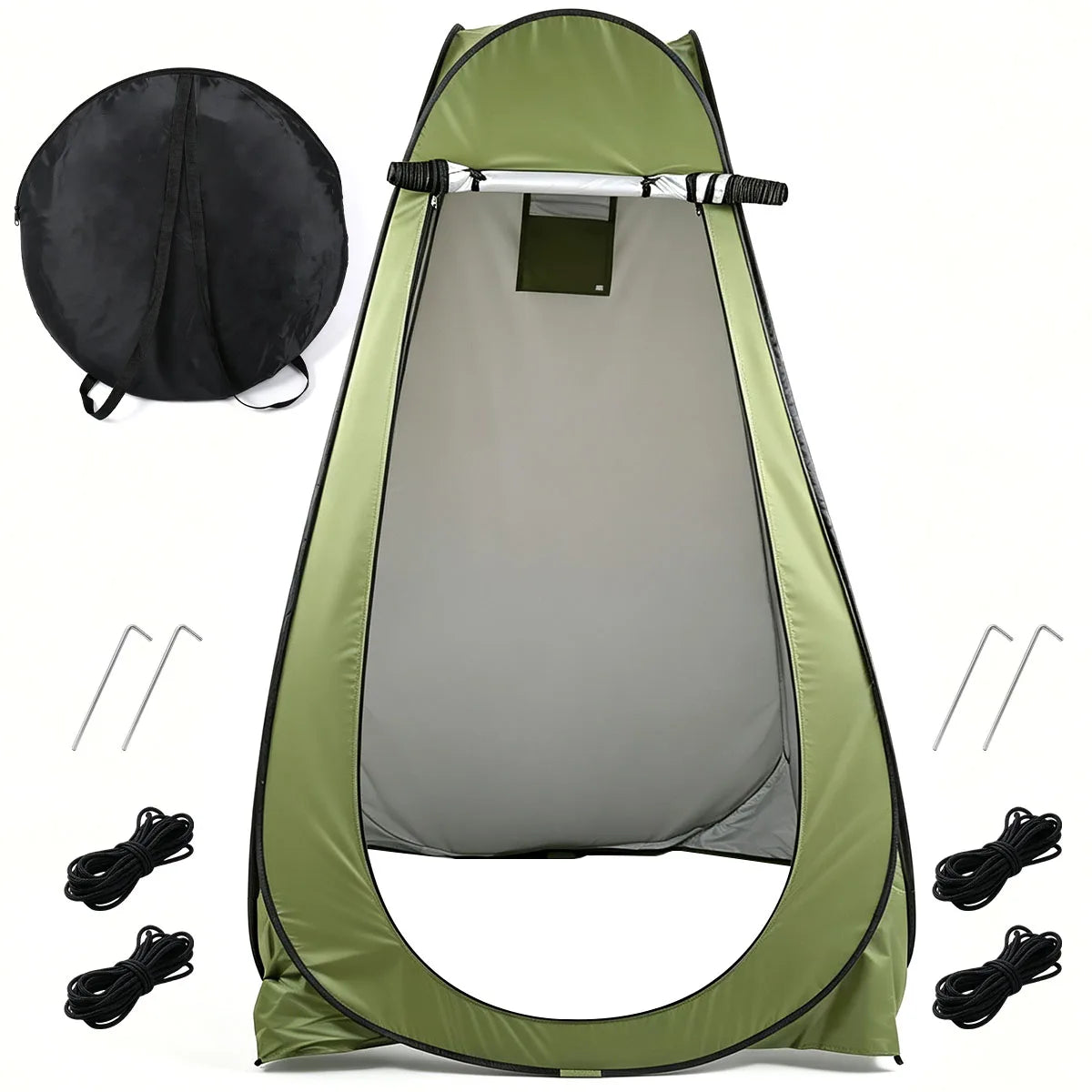 Instant Pop Up Changing Tent 192cm Tall Portable Outdoor Privacy Shower Tent with Silver Coating Waterproof Foldable Camping Toilet Dressing Booth with Carry Bag Stakes Ropes for Beach Swimming Fishing Hiking Photography