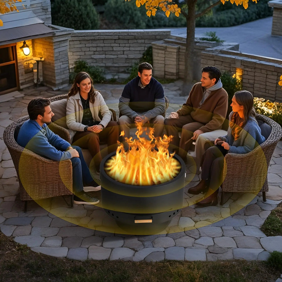 26 Inch Smokeless Wood Burning Fire Pit Table With Removable Ash Pan, Lid Poker & Carry Bag For Patio Backyard Camping BBQ Bonfire