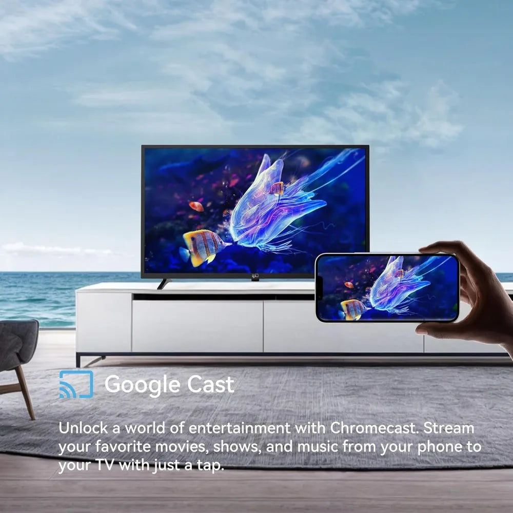FPD 32 Inch Smart TV, HD Android TV with HDR 10, Google Play & Cast, WiFi Television for Streaming Live