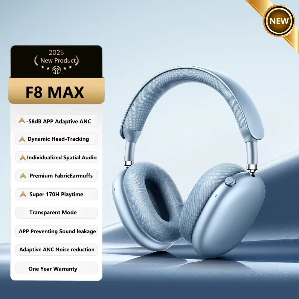 Picun F8 Pro ANC Wireless Headphones Head Tracking 3D Spatial Audio -52dB ANC HIFI Bluetooth Headset ENC HD Mic Low-Latency APP