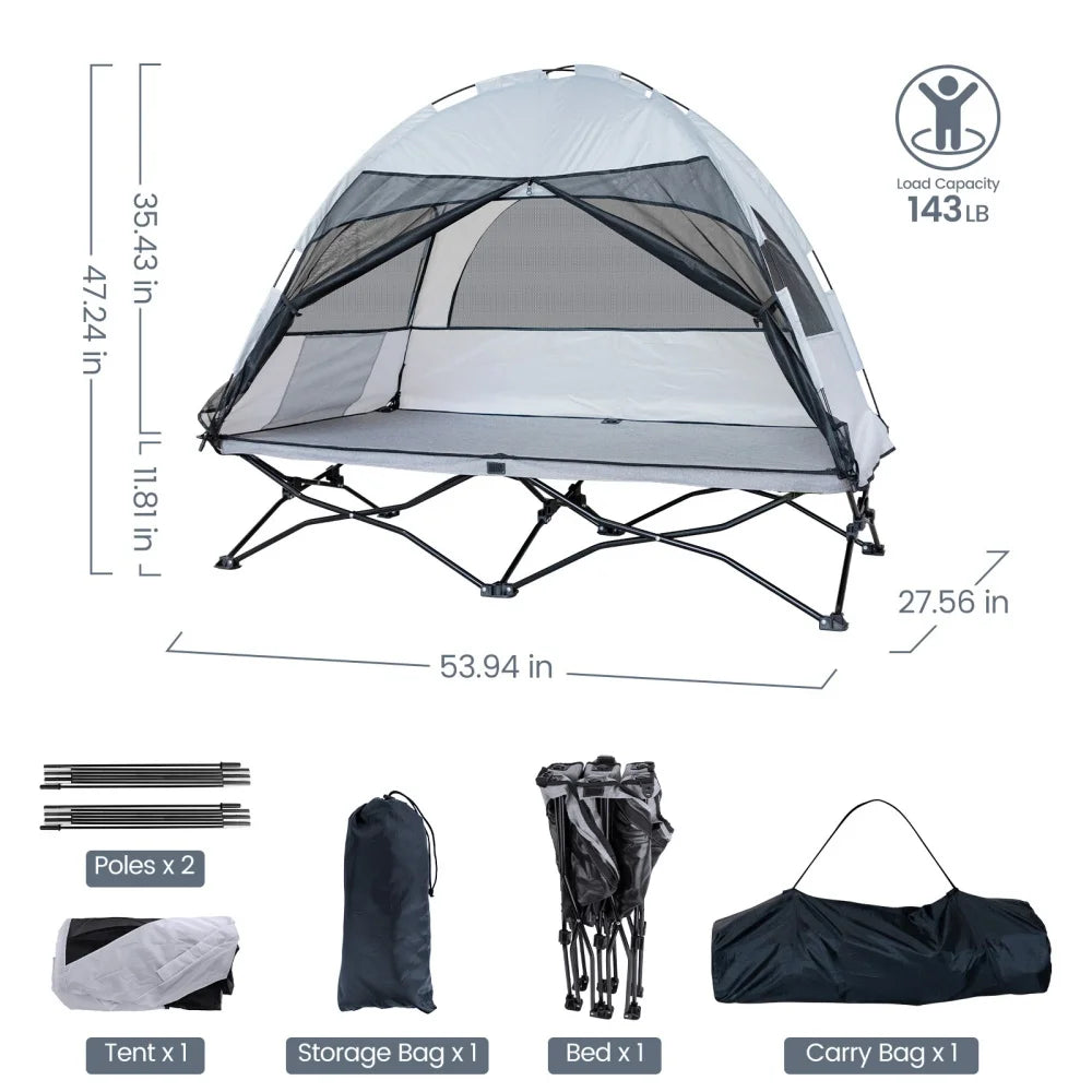 Protable Toddler Travel Bed with Tent: Foldable Kid Cot Tent for Family Camping Hiking