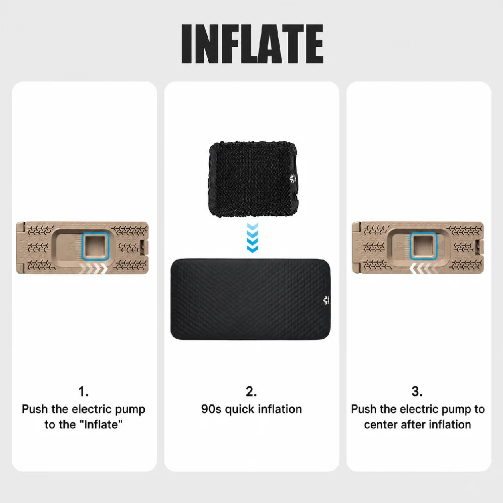 Night Cat Inflatable Sleeping Pad: Built in Electric Pump 4" Thick Foam Black Camping Sleeping Pads for Travel Car Camping