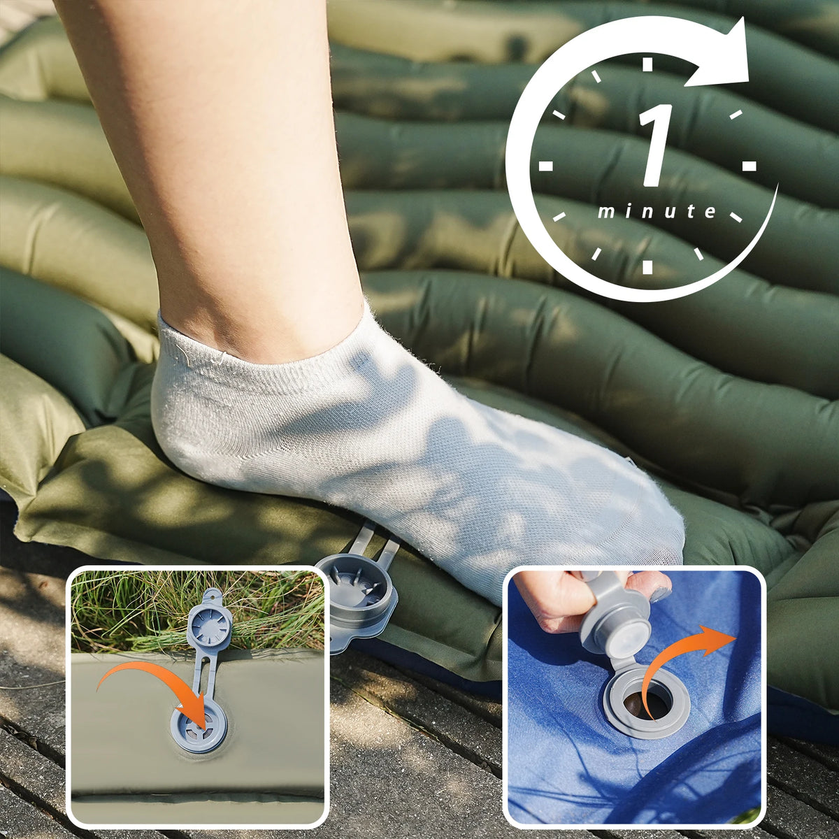 PAKICETUS Foot Pump Air Mattress, Quick Inflation Ultra Thick Anti-Slip Surface Durable TPU Inflatable Bed, Portable Camping Mat Guest Bed for Home Travel Outdoor Use