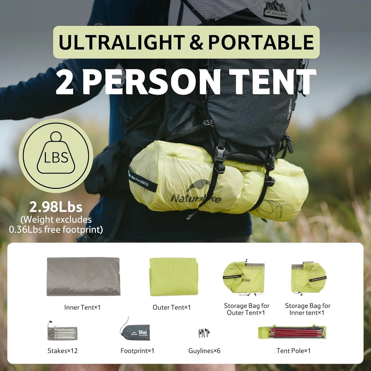Naturehike Star River EXT Trekking Tent Compact 2 Person Ultralight Camping Tent Double Layer Waterproof 10D Nylon Overnight Tent