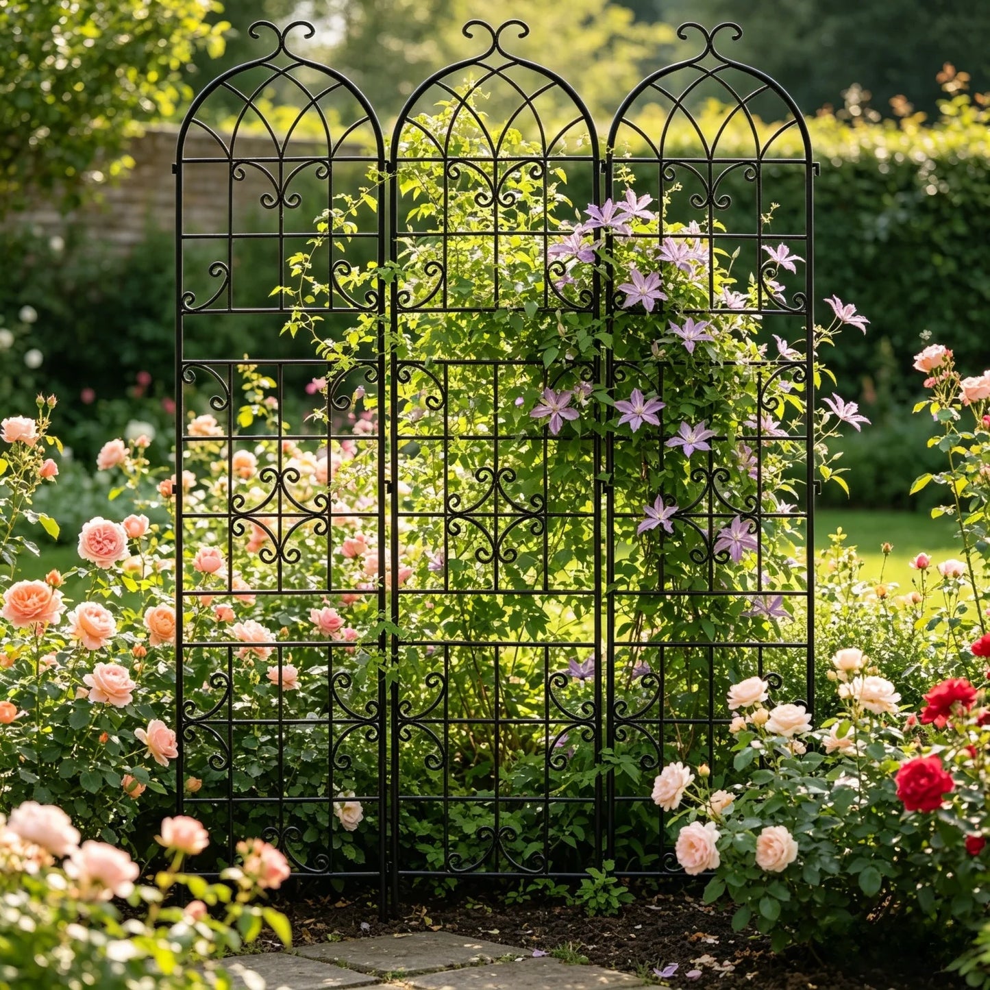 3 Pack 220cm Tall Metal Garden Trellis Support Vine Trellis for Climbing Plants Outdoor Backyard Landscaping Trellis