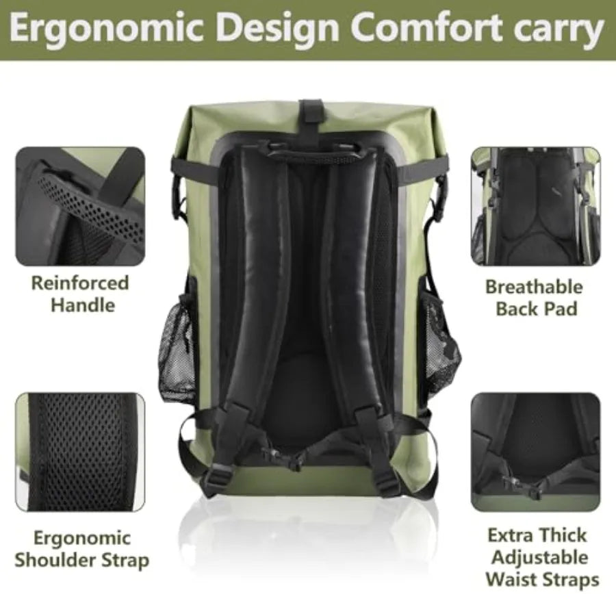 Waterproof Backpack, 40L Heavy Duty Dry Bag Backpack, Roll-Top Hiking Travel Backpack, Heavy Duty Floating Waterproof Bag for K