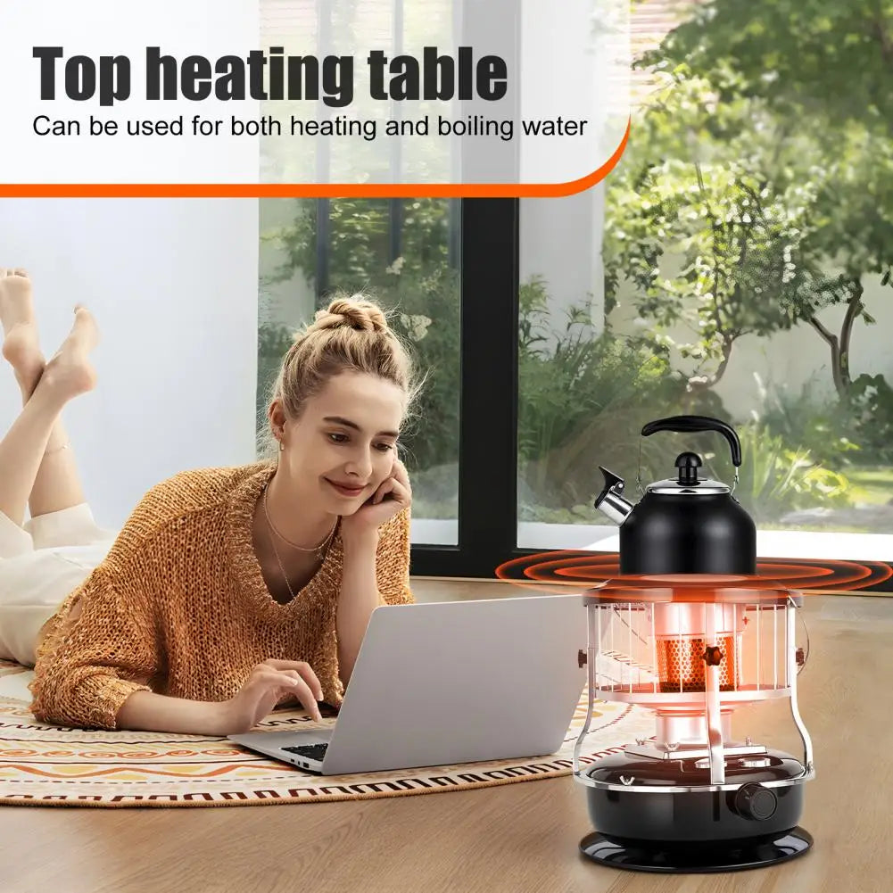 2-in-1 Outdoor Heater Stove Non-Electric 9000 BTU Portable Indoor Radiant Heater Stove for Camping, Cooking (Black)
