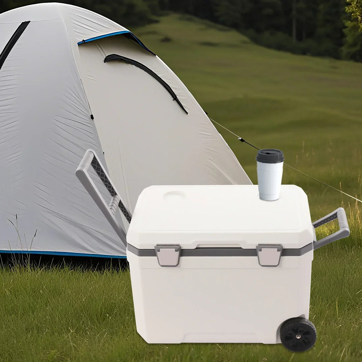 Insulated Portable Cooler,45LCamping Cooler，Portable Cooling Box，Suitable for BBQ,Camping, picnics, and Other Outdoor Activities