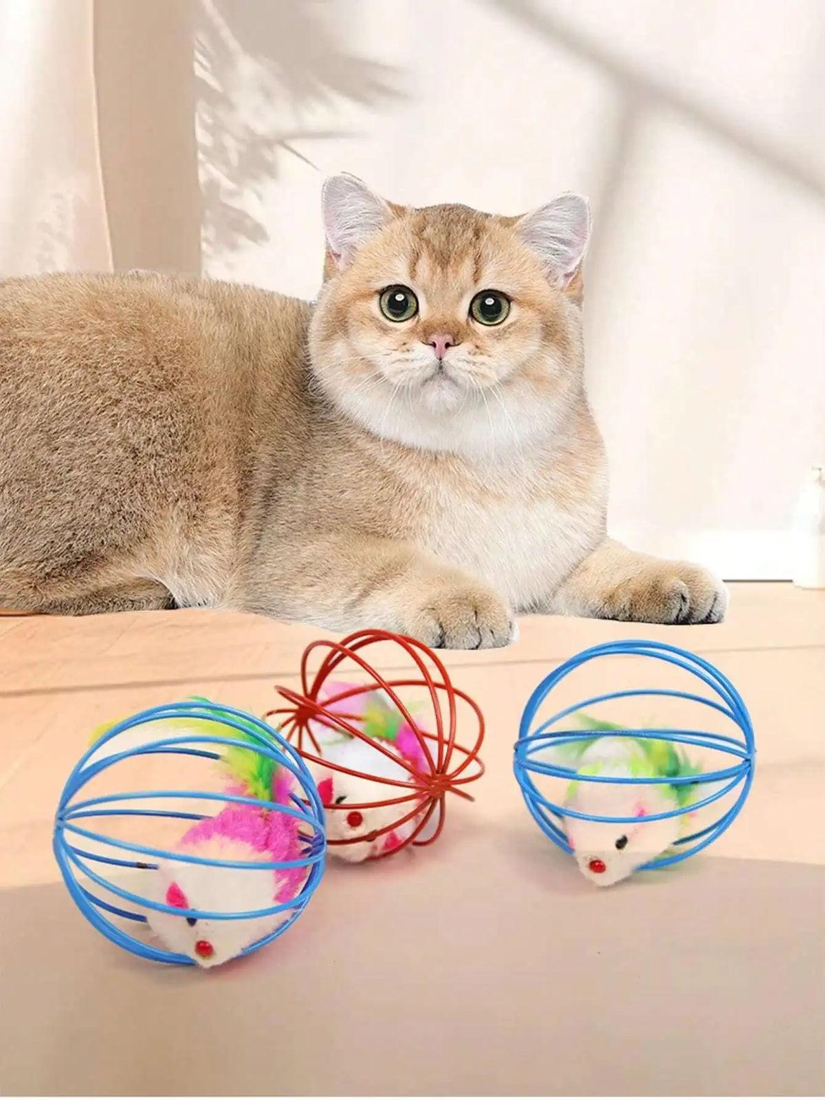 Colorful Caged Mice Relieve Boredom Fun And Fun Toy Set - Keep Your Cat Entertained With Interactive Rolling Balls & Mouse Toys