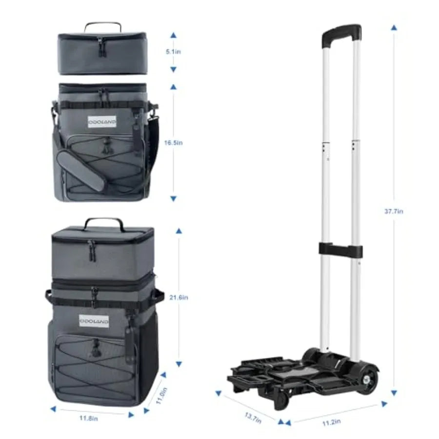 72 Can Rolling Cooler Bag with Wheels Handle, Collapsible Insulated Ice Chest for Beach, Camping Tailgating - Portable Travel S