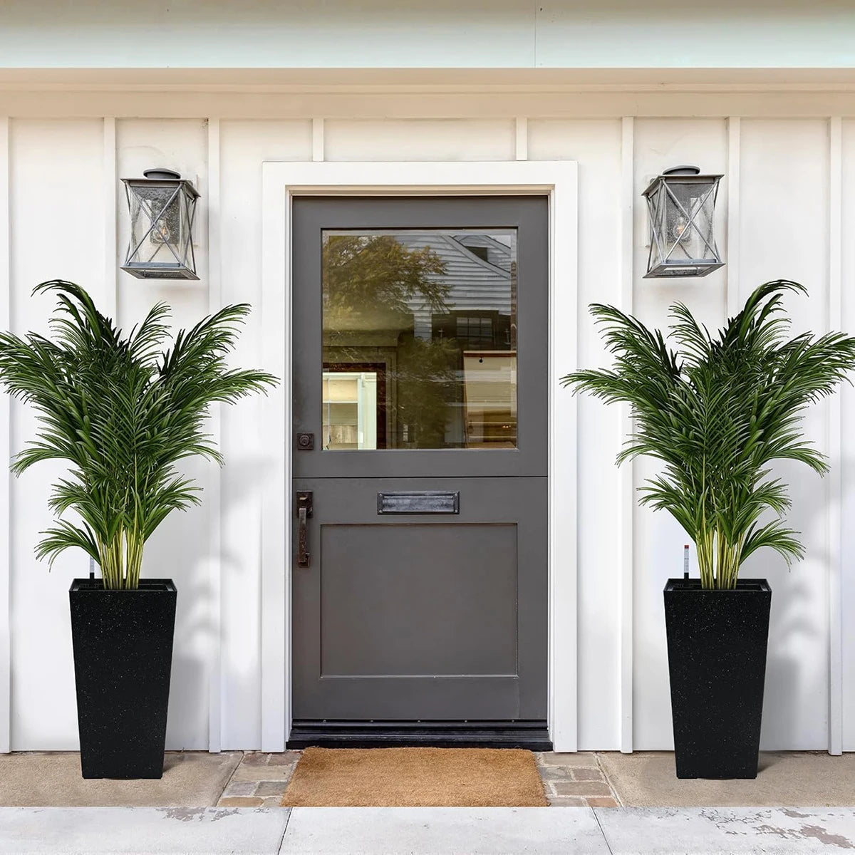 Rectangular Planters Set of 2, Large Plant Pots with Drainage Holes＆Water Level Monitor for Outdoor Indoor Patio Porch Rooms