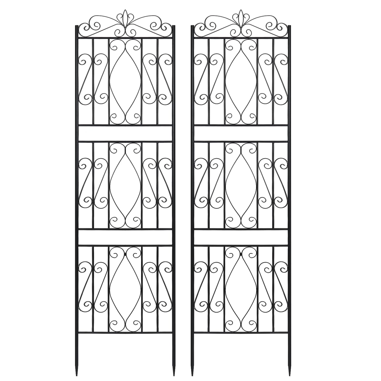 2pcs Tall Rustproof Metal Garden Trellis for Climbing Plants Plant Support Fence Decorative Garden Accessories