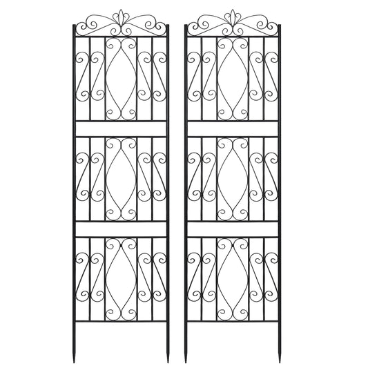 2pcs Tall Rustproof Metal Garden Trellis for Climbing Plants Plant Support Fence Decorative Garden Accessories