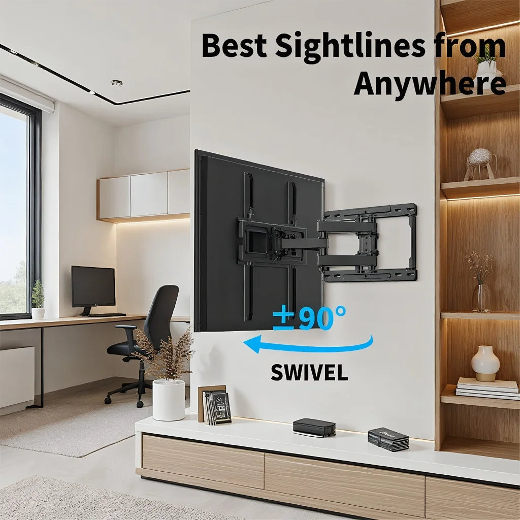 Full Motion TV Wall Mount for Most 32-65 inch TVs up to 99 lbs, TV Mount with Dual Articulating Arms Tilt Swivel Extension Leveling, Max VESA 400x400mm, Fits 12"/16" Wood Studs