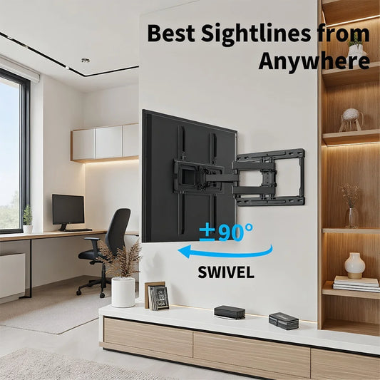 Full Motion TV Wall Mount for Most 32-65 inch TVs up to 99 lbs, TV Mount with Dual Articulating Arms Tilt Swivel Extension Leveling, Max VESA 400x400mm, Fits 12"/16" Wood Studs