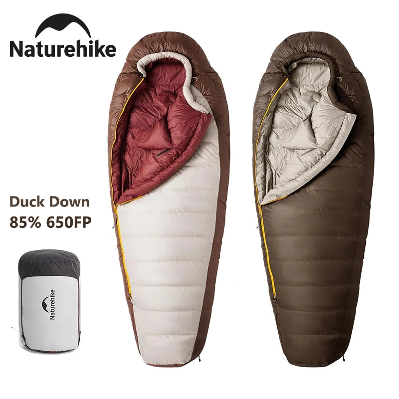 Naturehike Winter Camping Sleeping Bag 650FP Duck Down Sleeping Bag Upgraded Snowbird Mummy Outdoor Hiking Ultralight Warm Sleeping Bag