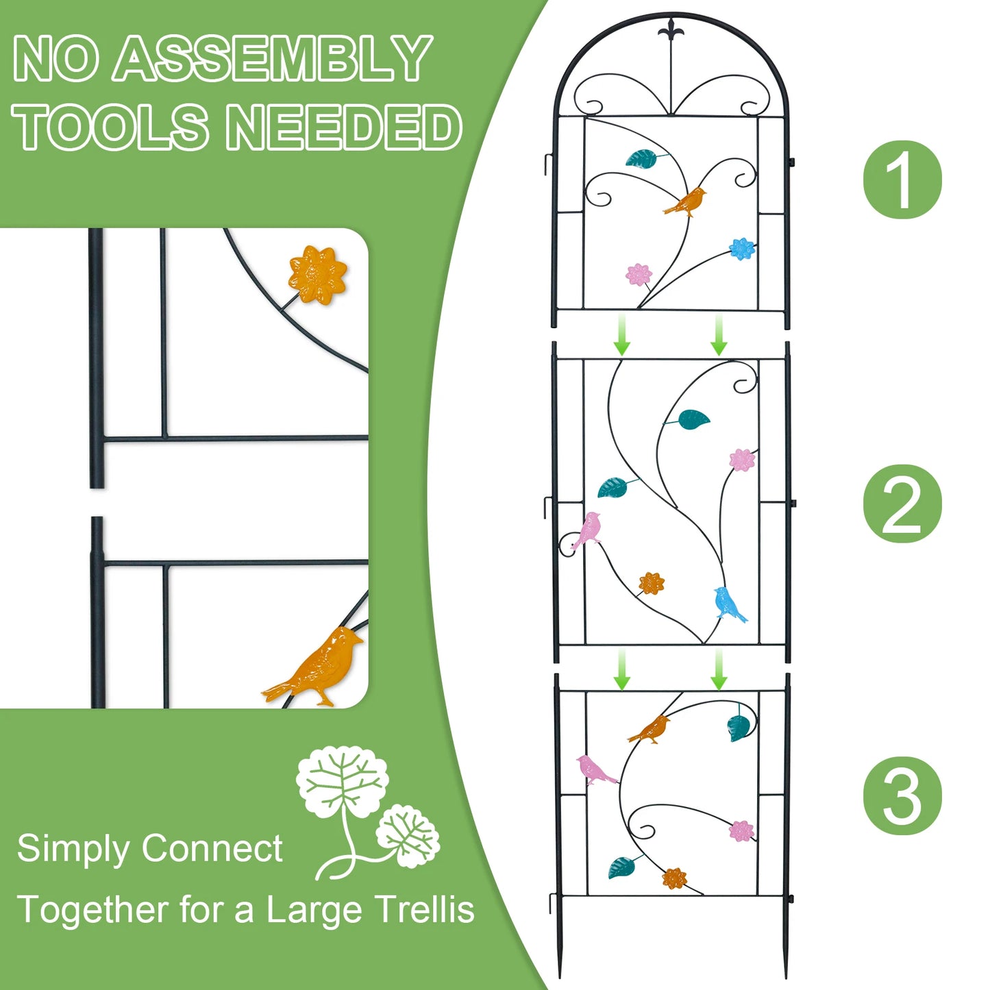2 Pack Metal Garden Trellis Outdoor Climbing Plant Fence Support
