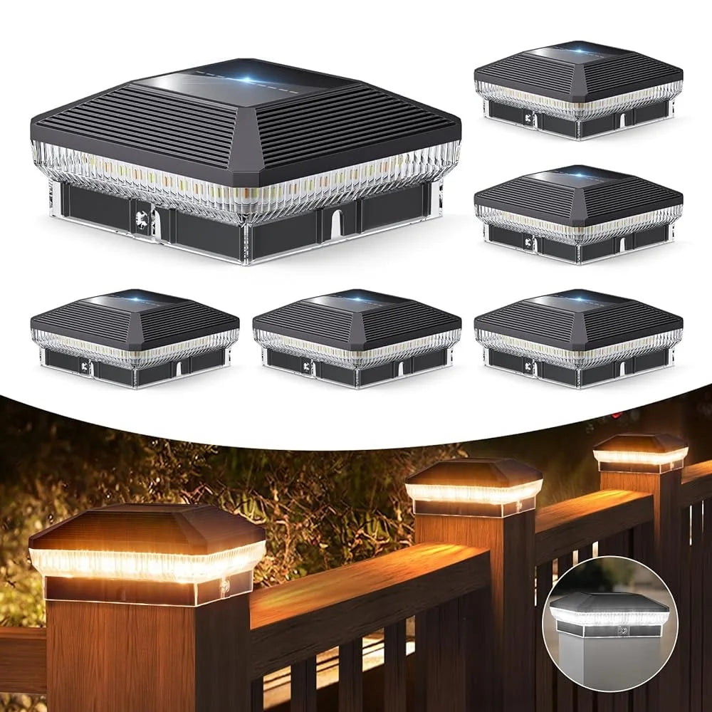 6/12 Pack 4x4 Solar Post Lights Outdoor, 40 LEDs 30 Lumens Fence Post Solar Lights Outdoor with 3 Modes