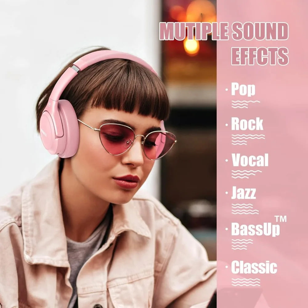 Over-Ear Bluetooth Headphones with 65H Playtime, 6 EQ Modes and Deep Bass for Various Devices