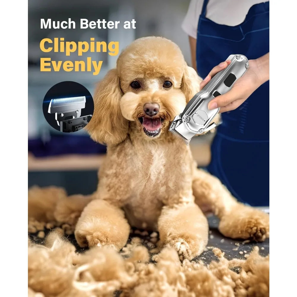 oneisall Dog Grooming Kit for Heavy Thick Hair&Coats/Low Noise Rechargeable Cordless Waterproof Dog Clippers for Grooming