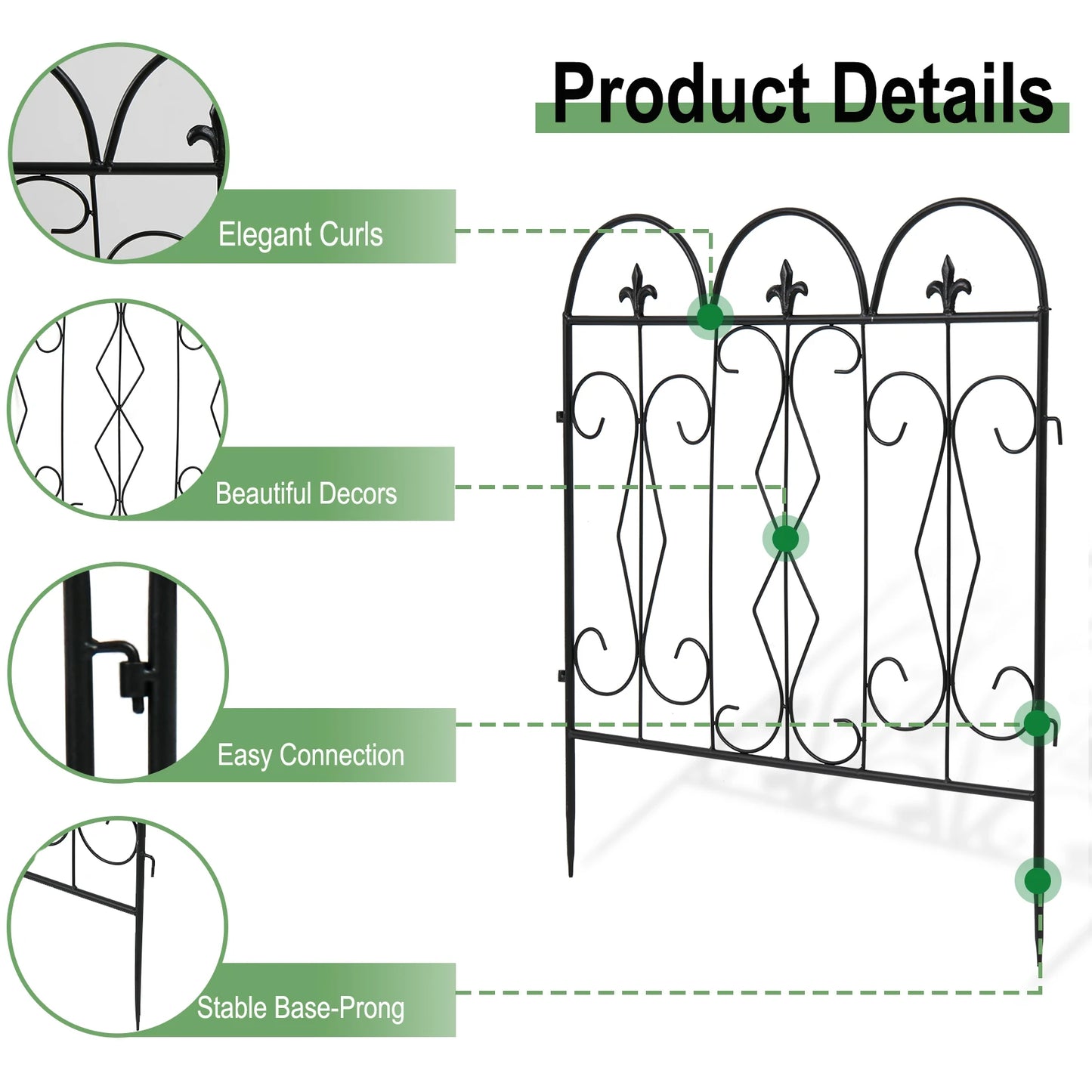 5 Pieces Outdoor Rustproof Metal Garden Border  Fence Landscape Wire Fencing