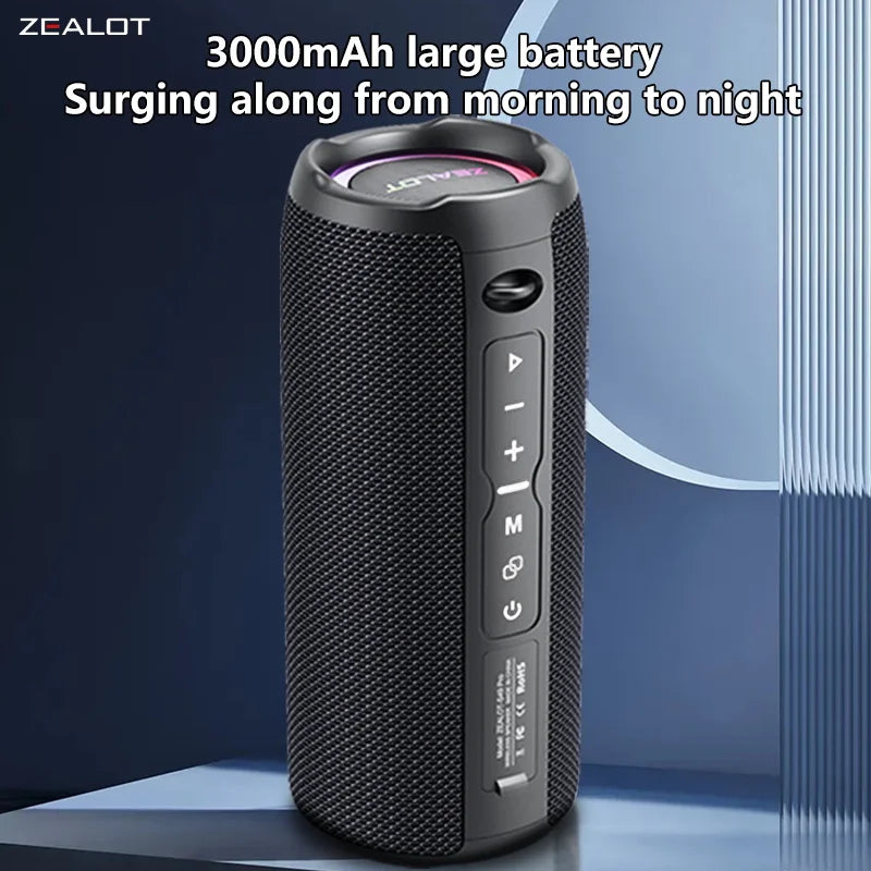 Zealot-S49 Pro 20W Wireless Speaker,RGB Light Wireless Hifi Sound quality, Bass Boost，Dual Pairing,3000mAh Battery