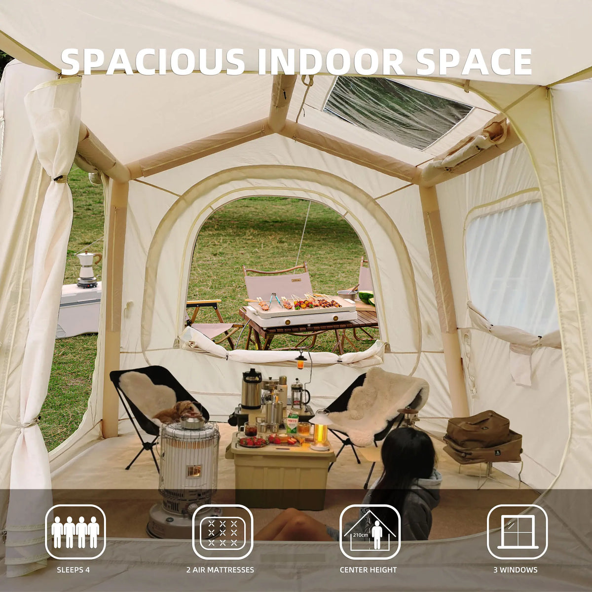 Inflatable Tents for Camping suv tent  Easy Setup Inflatable Tent Waterproof Air Glamping Tents for Camping Adult 4/6/8 Person