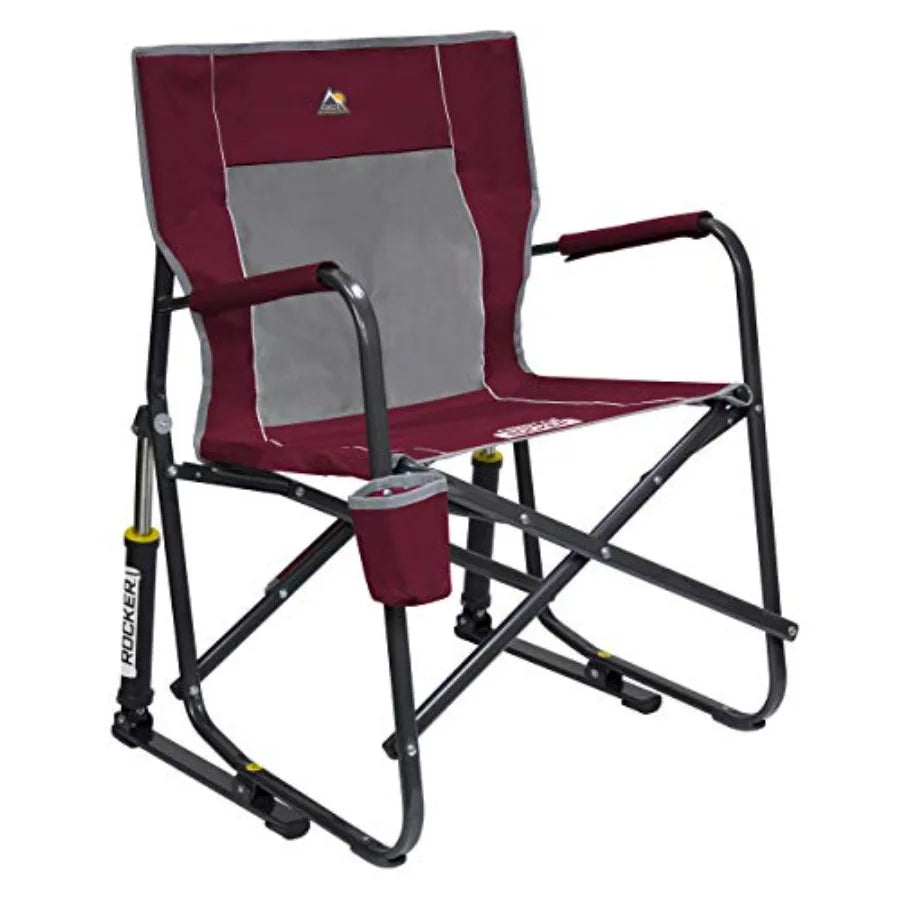 Camping Chair Portable Folding Rocking Chair with Solid, Durable Armrests, Drink Holder and Comfortable Backrest —