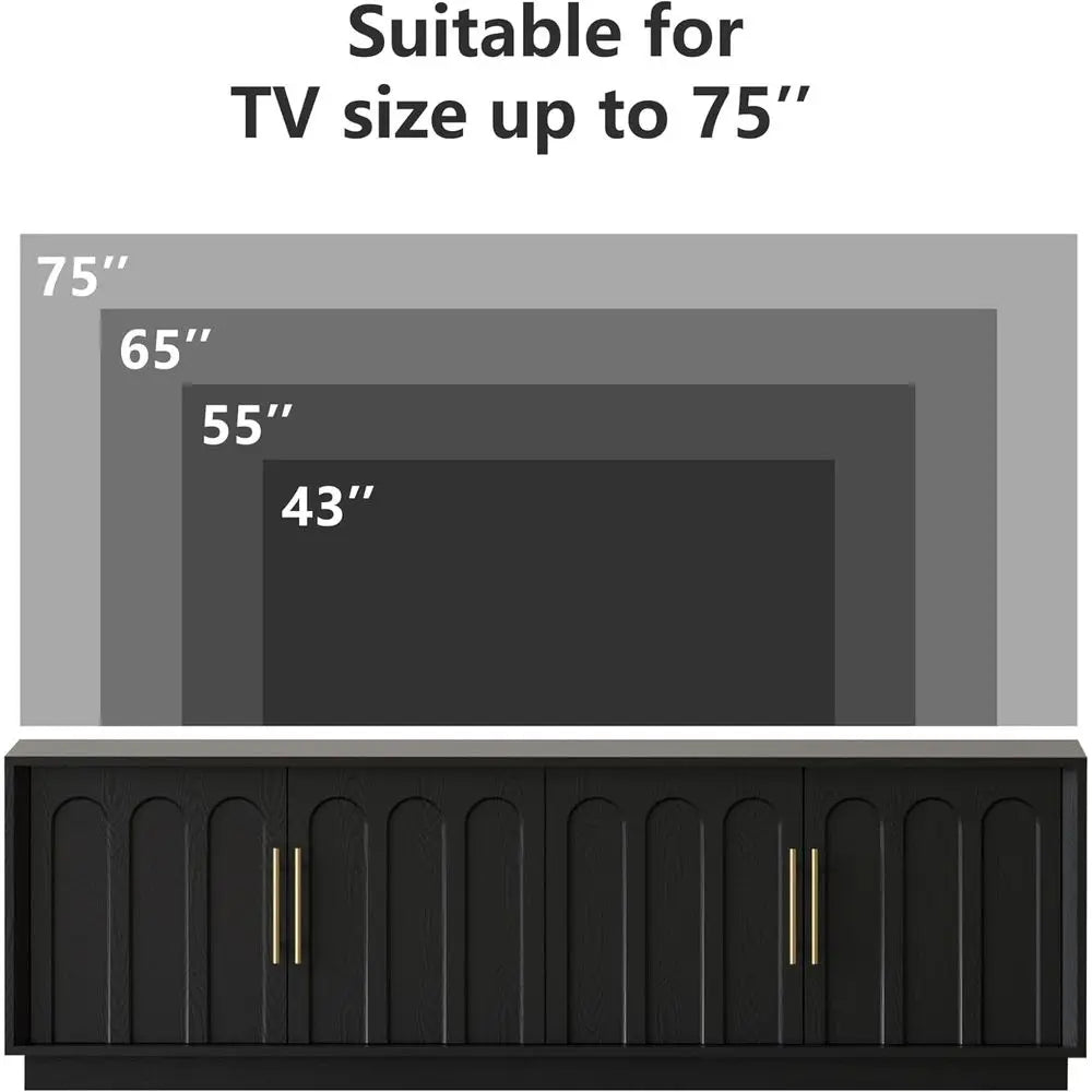 TV Stand or 75 Inch TV, 67" Entertainment Center with Arched Design, Minimalist Media ole with Adjustable Shelves, ern TV Stand