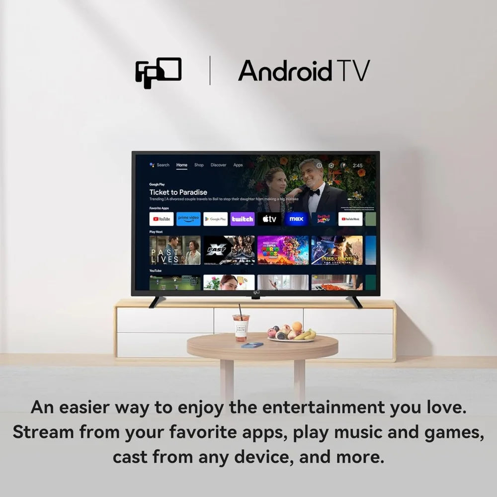 FPD 32 Inch Smart TV, HD Android TV with HDR 10, Google Play & Cast, WiFi Television for Streaming Live
