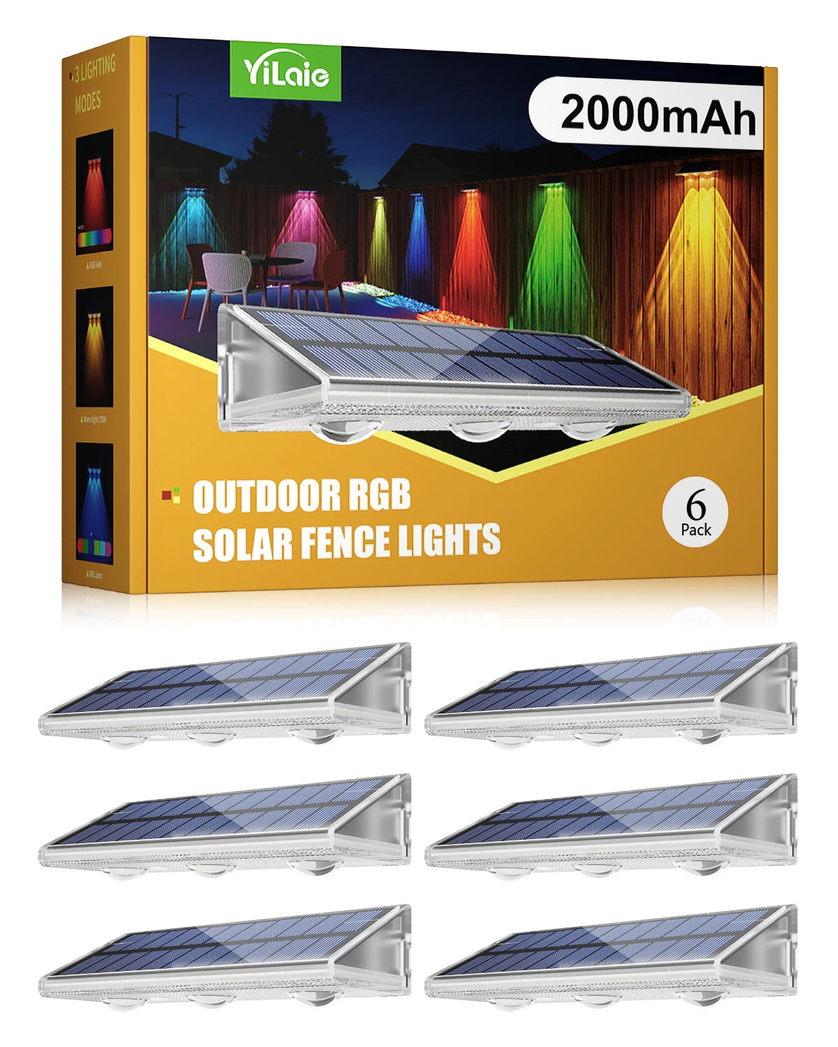 Quality Solar LED Fence Light IP66 Waterproof Auto ON OFF Warm White & 6 Colors & RGB Modes Solar Wall Lamp for Backyard Outside
