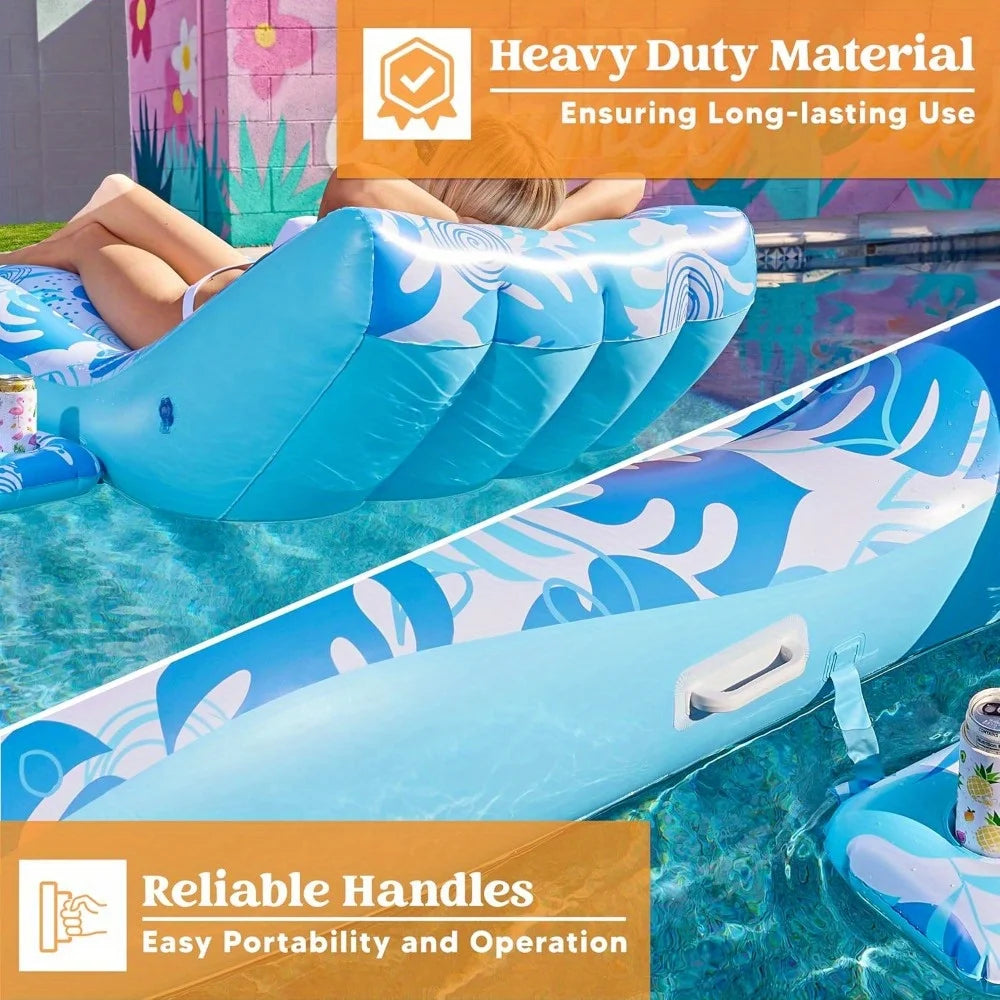 JOYIN Inflatable Adult Pool Floats Chair with Detachable Cup Holder Heavy Duty Lounger Floating Chair Floaties Raft Water Floaty