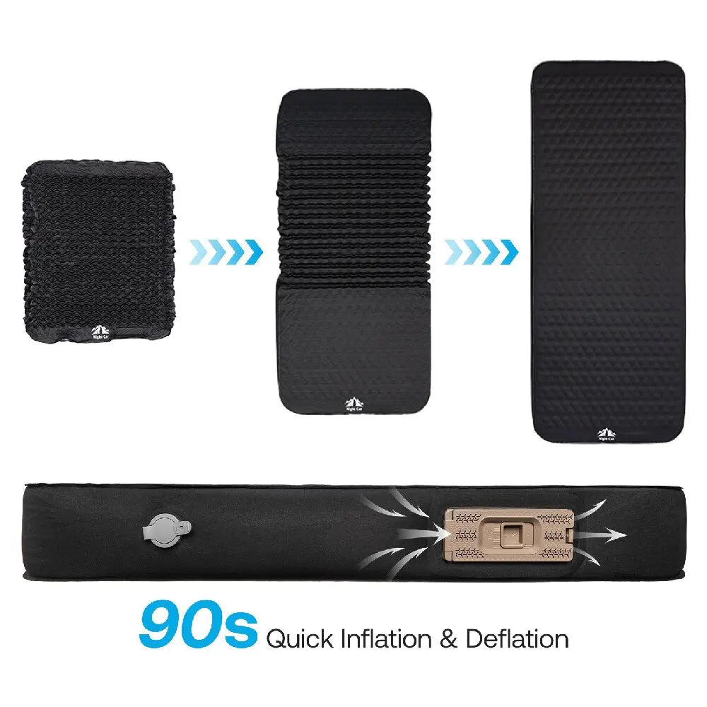 Night Cat Inflatable Sleeping Pad: Built in Electric Pump 4" Thick Foam Black Camping Sleeping Pads for Travel Car Camping