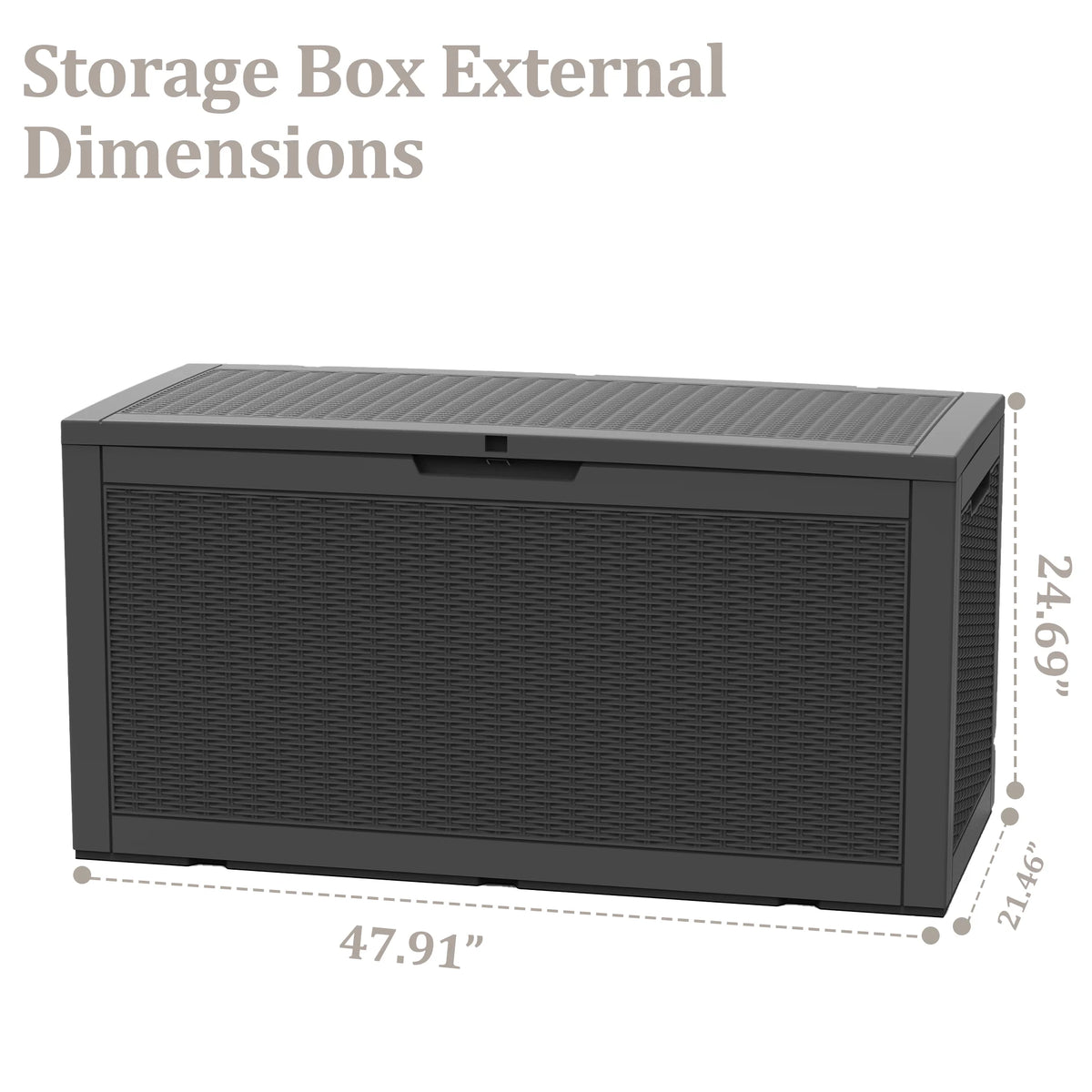 100 Gallon Outdoor Storage Deck Box, Resin Rattan Pattern Storage Container with Lid Support Bar, Indoor & Outdoor Patio Storage Box