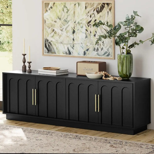 TV Stand or 75 Inch TV, 67" Entertainment Center with Arched Design, Minimalist Media ole with Adjustable Shelves, ern TV Stand