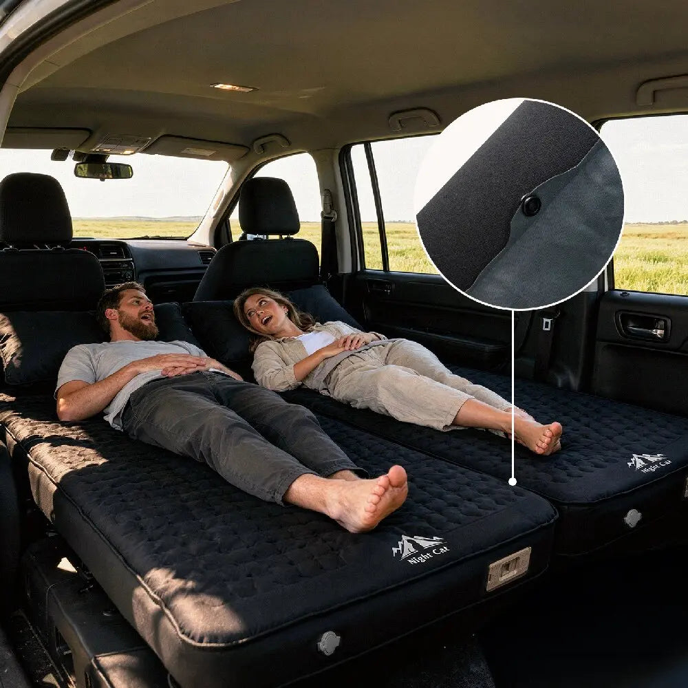 Night Cat Inflatable Sleeping Pad: Built in Electric Pump 4" Thick Foam Black Camping Sleeping Pads for Travel Car Camping