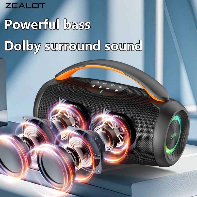 ZEALOT-P11 Bluetooth Speaker 50W Wireless Party Speaker with Bluetooth 5.4 Stereo Sound Comfortable handle Controllable Lightin Portable For Outdoors Long Battery Life
