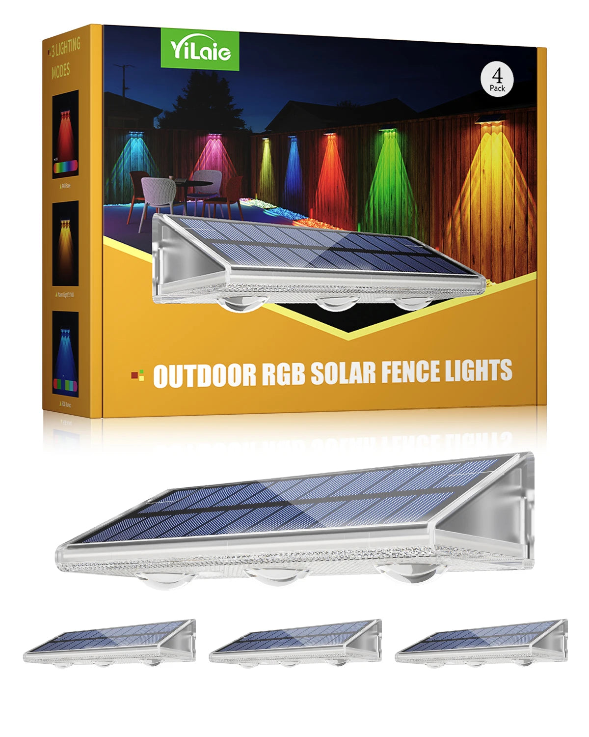Quality Solar LED Fence Light IP66 Waterproof Auto ON OFF Warm White & 6 Colors & RGB Modes Solar Wall Lamp for Backyard Outside