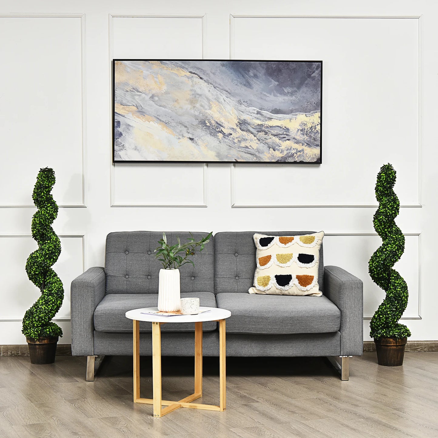 2 Pack 4FT Artificial Spiral Boxwood Topiary Tree Indoor Outdoor Decor