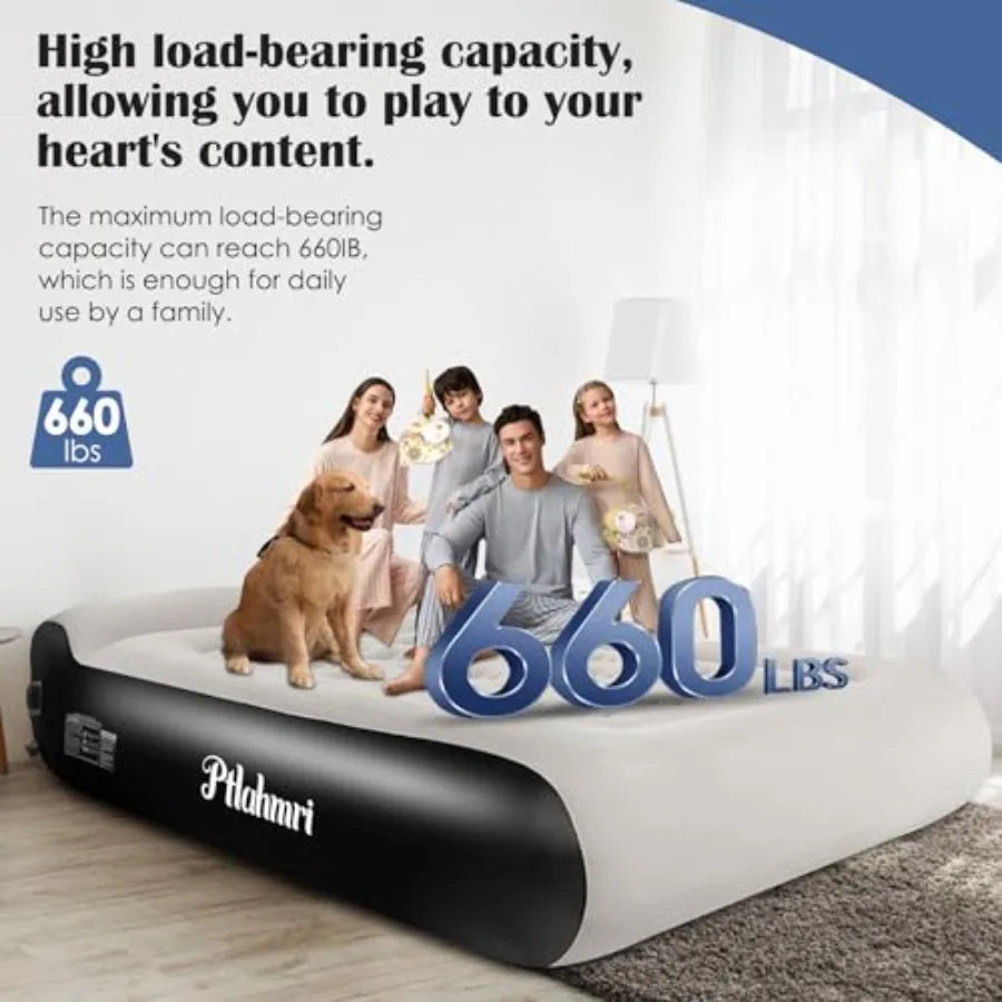 Camping Home Guest Air Mattress, PVC Flocked Top, Gray, 3-Minute Fast Inflation/Automatic Deflation