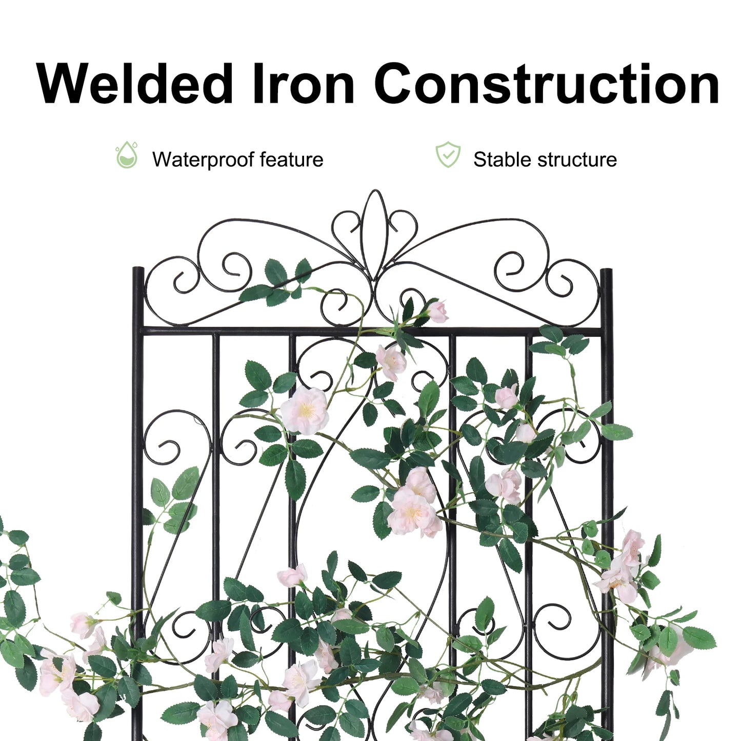 2pcs Tall Rustproof Metal Garden Trellis for Climbing Plants Plant Support Fence Decorative Garden Accessories