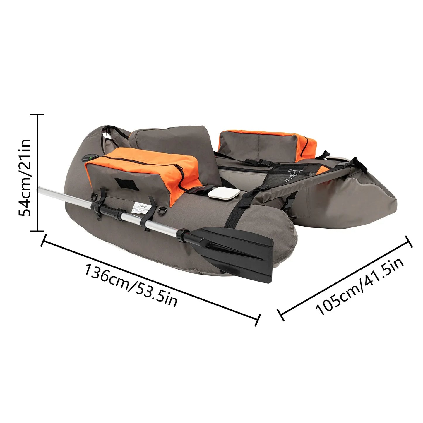 Outdoor Fishing Inflatable Boat Raft with Pump Adjustable Backrest 130kg Load Capacity for Lakes Rivers