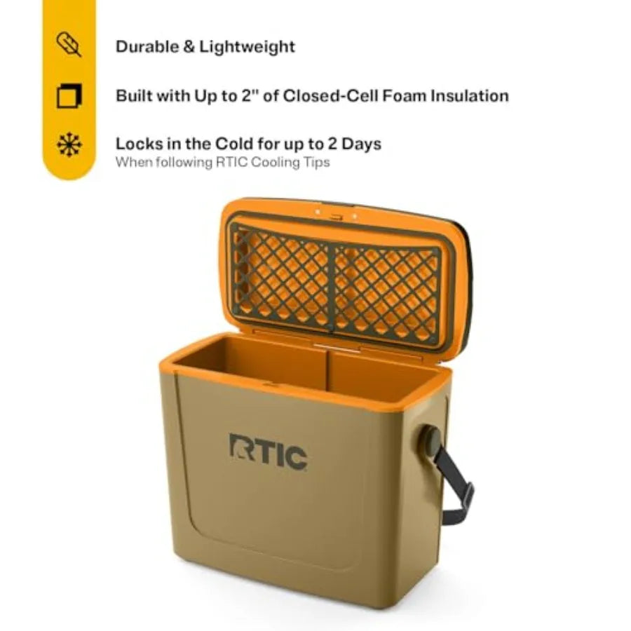 16 Qt Road Trip Cooler, Hard Insulated Portable with Strap and Handle for Outdoor, Beach, Picnic, Camping, Sports, Travel