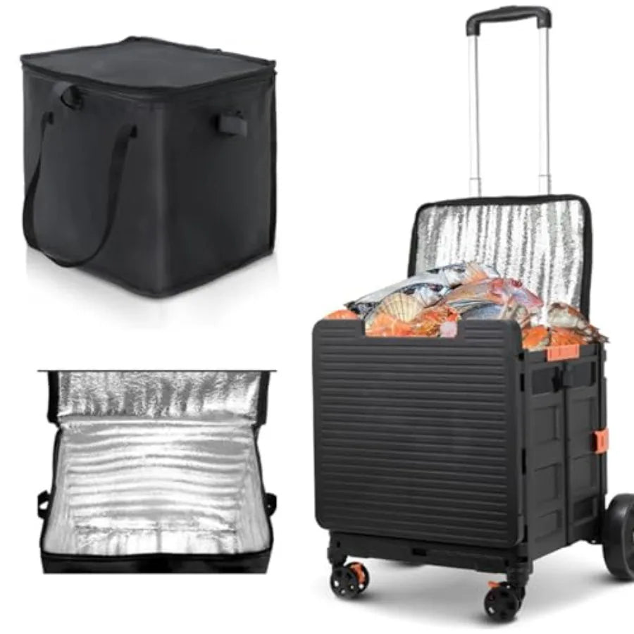 Cooler Bag WheeledLarge Insulated Rolling Cooler Collapsible Leakproof Portable Hard Framed Ice Packs for Camping Picnic Beach