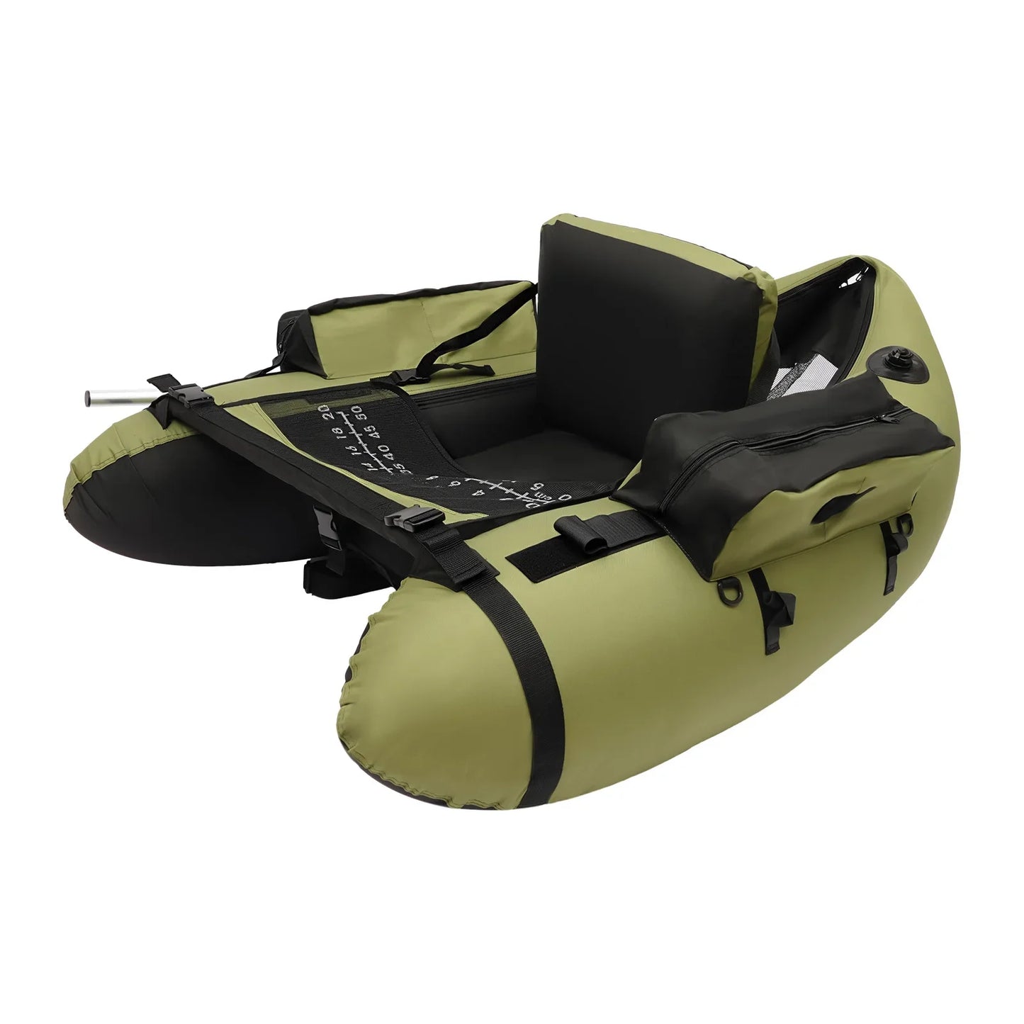 Inflatable Fishing Boat Waterproof Green 130kg/286.6lbs with Hand Air Pump for Fishing, Rafting, Exploring, and Other Activities