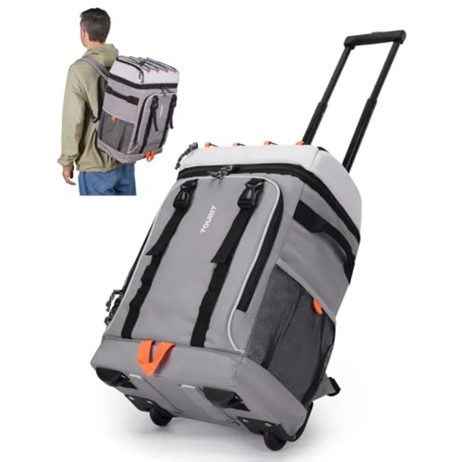 Insulated Rolling Cooler Backpack, Leakproof Waterproof Beach Cooler Bag with Wheels and Handle, Outdoor Camping Picnic Travel