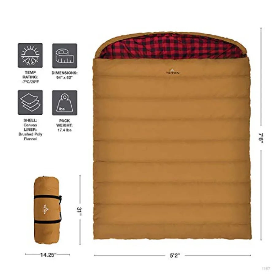 Teton Mammoth Queen Size Double Sleeping Bag- A Warm Bag The Whole Family can Enjoy Great for Camping Hunting and Base Camp. Co